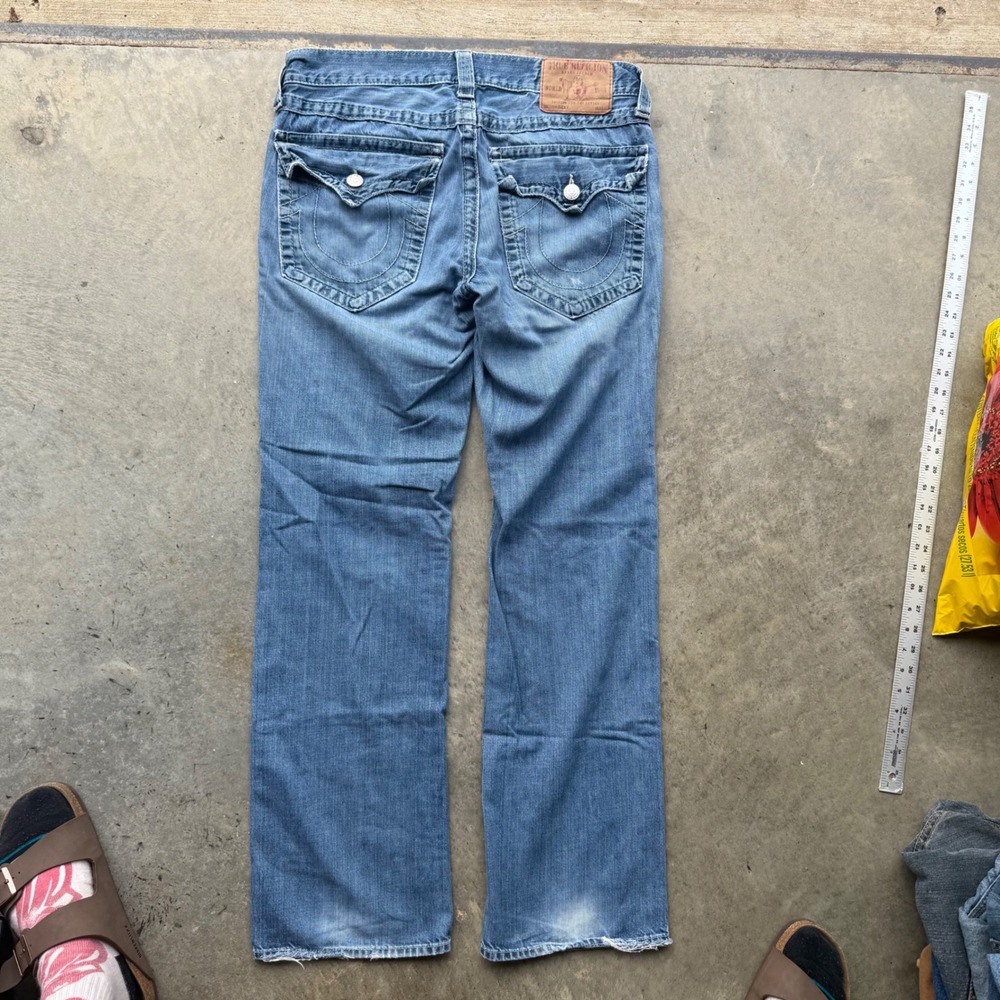 True Religion Ricky Straight Leg Jeans Mens 35 Blue Made in USA Denim Pants